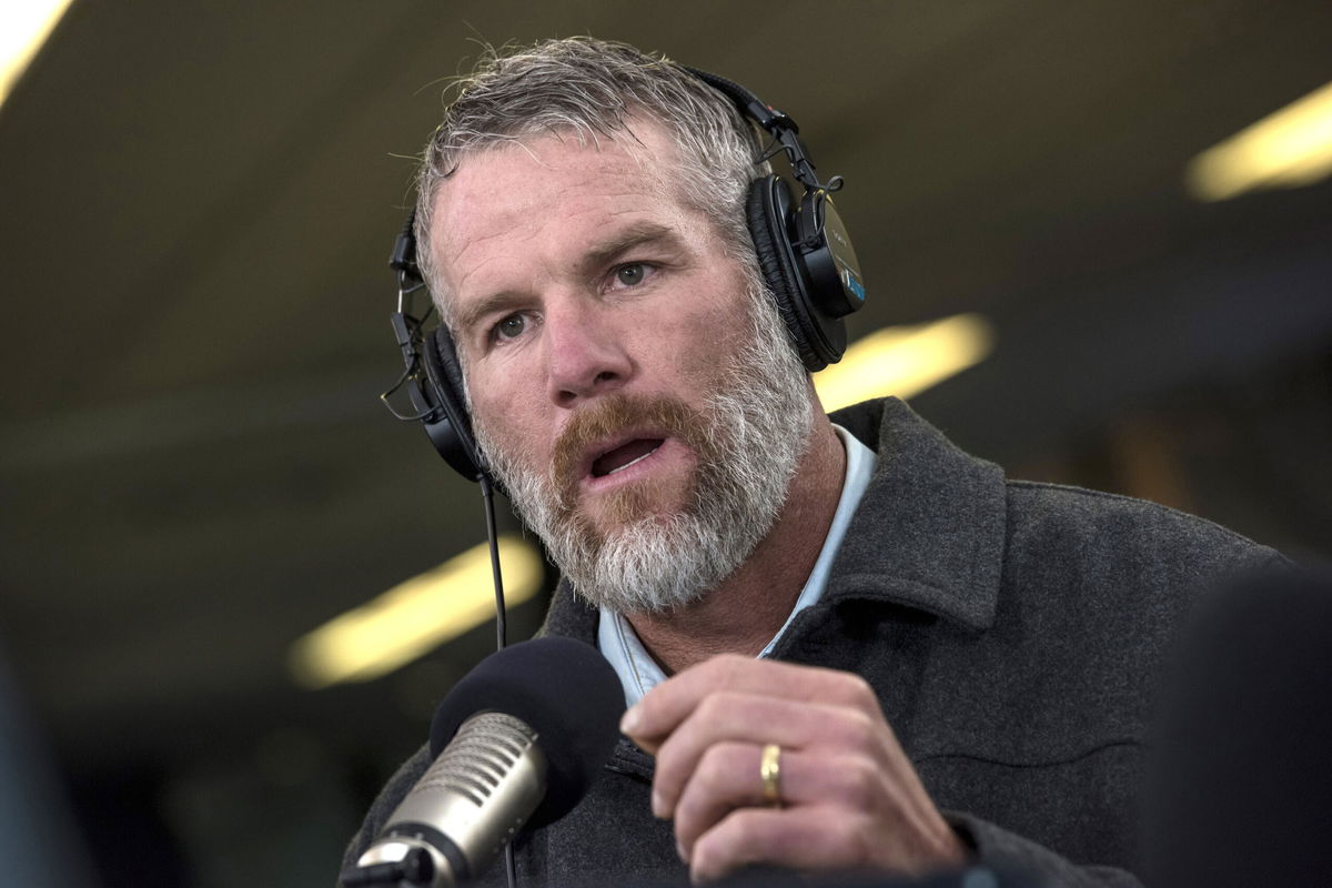 <i>David Paul Morris/Bloomberg/Getty Images</i><br/>Brett Favre speaks during a Bloomberg Radio interview in San Francisco on February 5