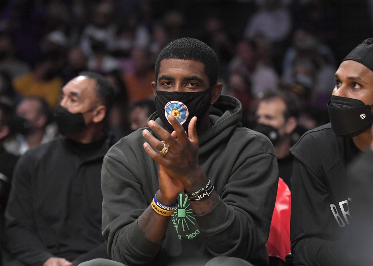 <i>Kevork Djansezian/Getty Images</i><br/>Kyrie Irving #11 of the Brooklyn Nets cheers from the bench during a preseason game against the Los Angeles Lakers at Staples Center on Oct. 3