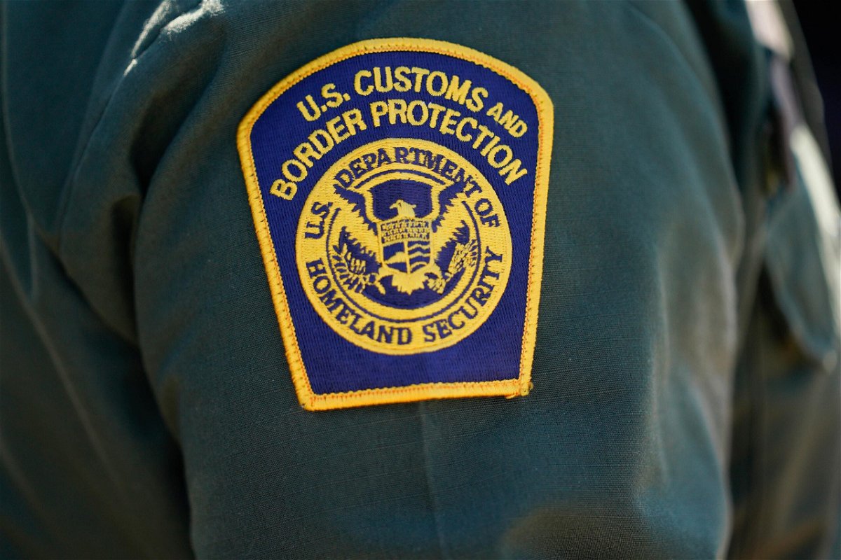 <i>Yuri Gripas/Abaca/Bloomberg/Getty Images</i><br/>A patch on the shoulder of the uniform of a US Customs and Border Protection agent.