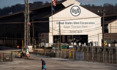 A worker leaves U.S. Steel Edgar Thomson Steel Works on March 10