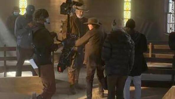Actor Alec Baldwin on set during the filming of the movie 'Rust'.