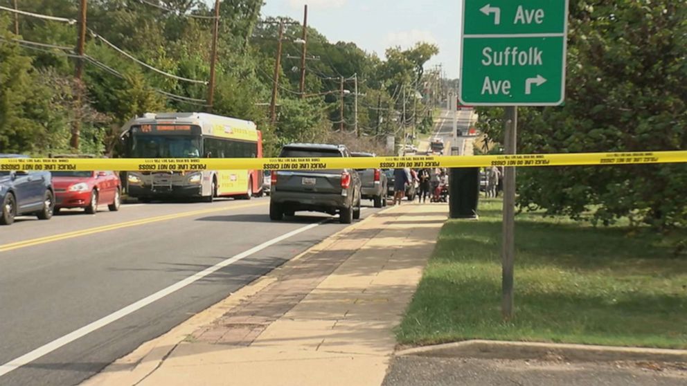 Crime tape marks the scene of a shooting at a senior facility in Maryland.