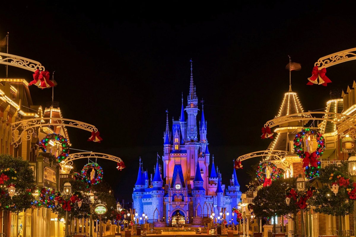 <i>Matt Stroshane/Disney</i><br/>US Disney parks are including a Black Santa Claus in Christmas celebrations this year for the first time in the company's 66-year theme park history. Holiday décor adorns Magic Kingdom Park at Walt Disney World Resort in Lake Buena Vista