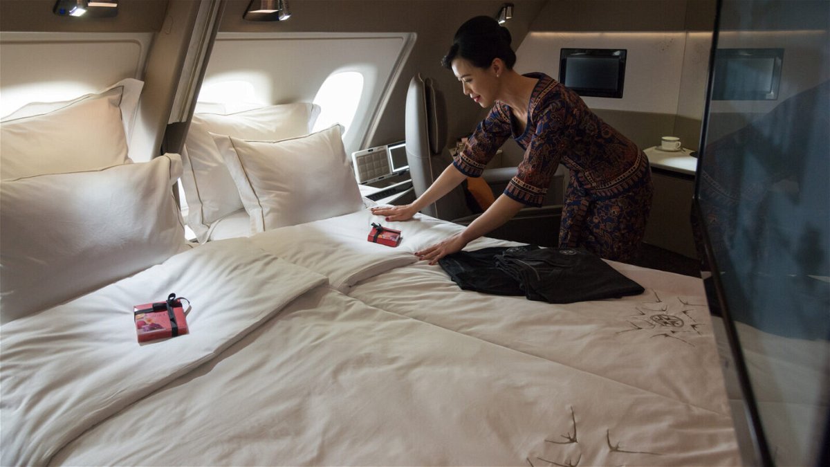 <i>TOH TING WEI/AFP/Getty Images</i><br/>Singapore's first class also offers beds at a 90 degree angle.