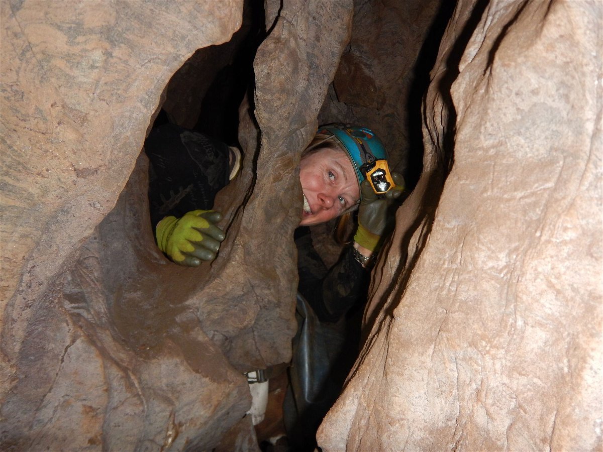 <i>Wits University</i><br/>Marina Elliott is shown exploring the Rising Star cave system.