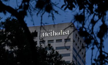 The Houston Methodist name is seen on one of the buildings in the Methodist Hospital system on Sunday