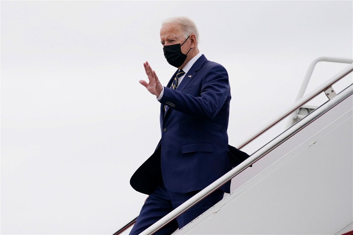 <i>Evan Vucci/AP</i><br/>President Joe Biden arrives at Edinburgh Airport to attend the COP26 U.N. Climate Summit