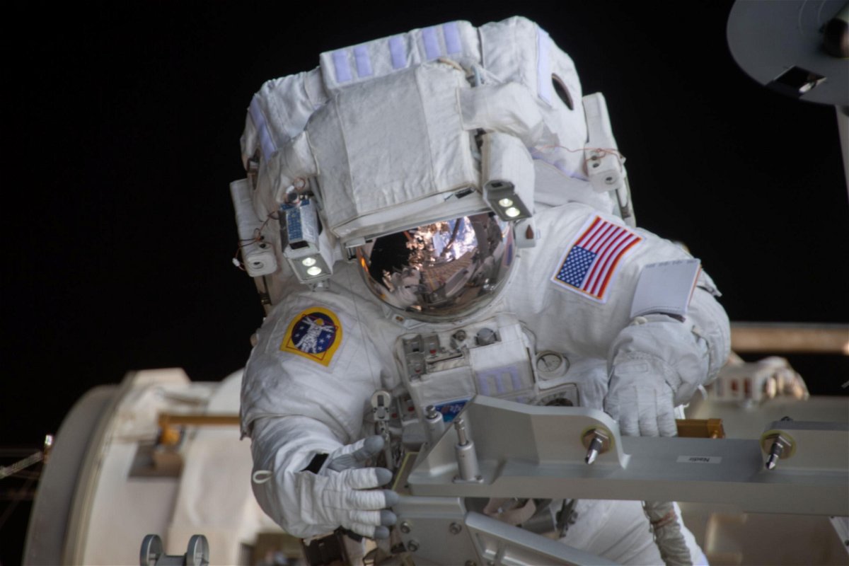 <i>NASA</i><br/>NASA spacewalker Shane Kimbrough is pictured during a spacewalk to install new roll out solar arrays on the International Space Station's Port-6 truss structure on June 16.