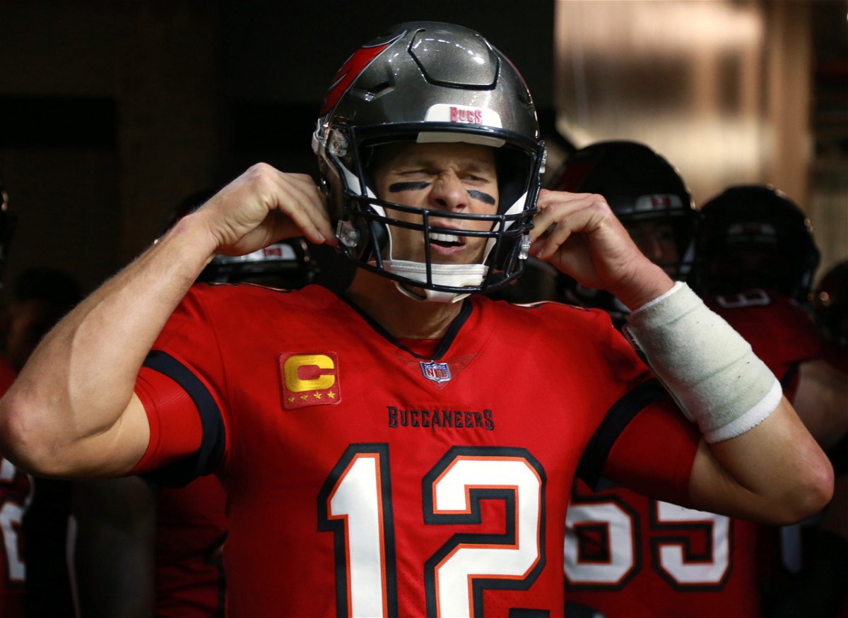<i>Sean Gardner/Getty Images North America/Getty Images</i><br/>Tom Brady #12 of the Tampa Bay Buccaneers prepares to take the field before the game against the New Orleans Saints at Caesars Superdome on October 31