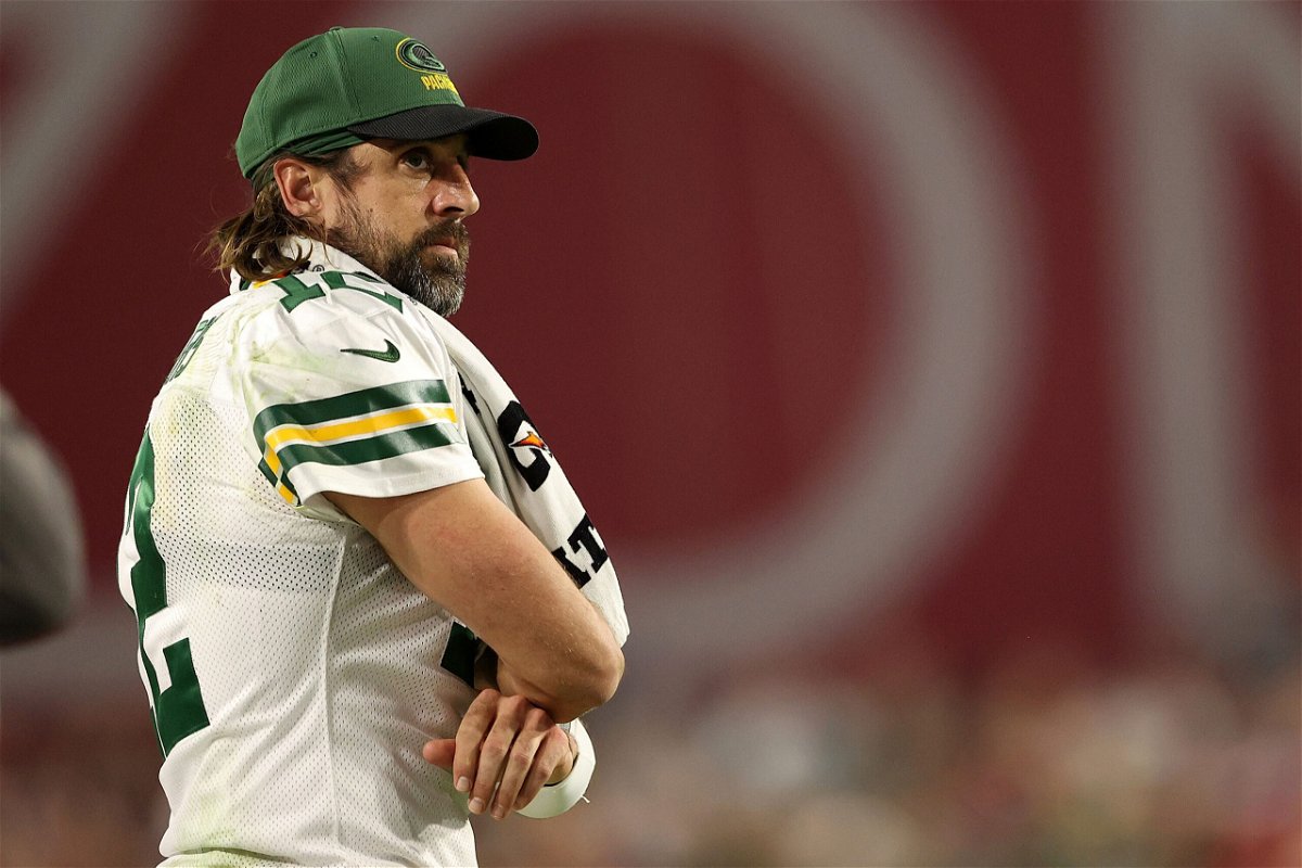 <i>Christian Petersen/Getty Images</i><br/>Aaron Rodgers #12 of the Green Bay Packers watches action from the sideline during the second half of a game against the Arizona Cardinals at State Farm Stadium on October 28 in Glendale