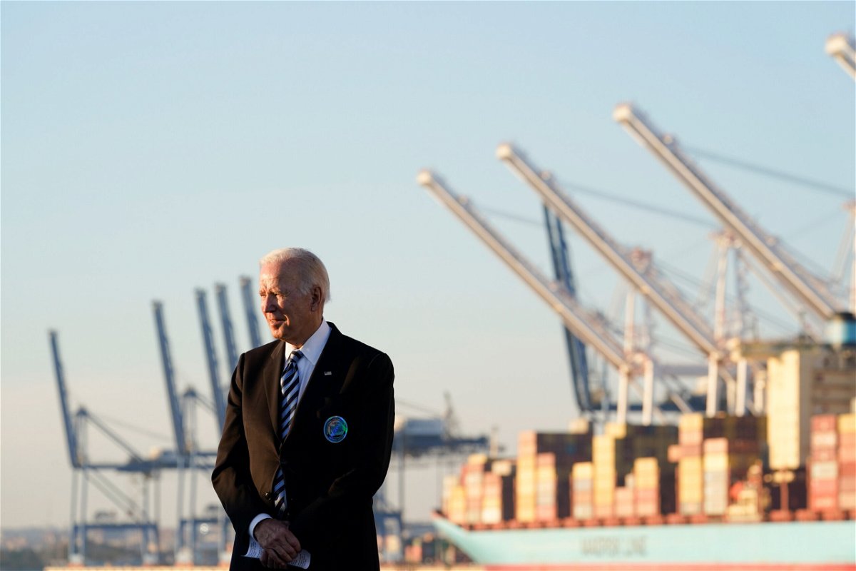<i>Susan Walsh/AP</i><br/>President Joe Biden on Tuesday will announce the Department of Energy will release 50 million barrels of oil from the Strategic Petroleum Reserve as part of an effort to lower high gas prices and address the lack of oil supply around the world. Biden is shown here at the Port of Baltimore on Wednesday