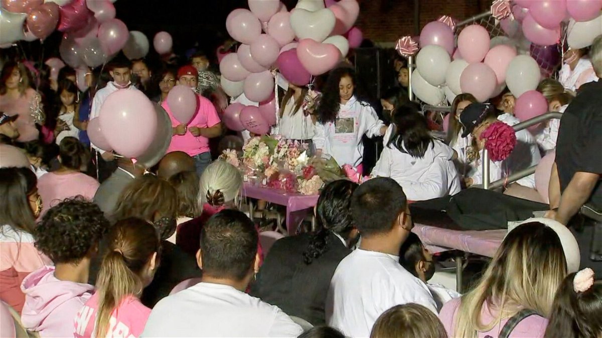 <i>Pool/KTRK</i><br/>A vigil is held to honor Brianna Rodriguez. Rodriguez is one of the nine people who died at Travis Scott's music festival when people got crushed