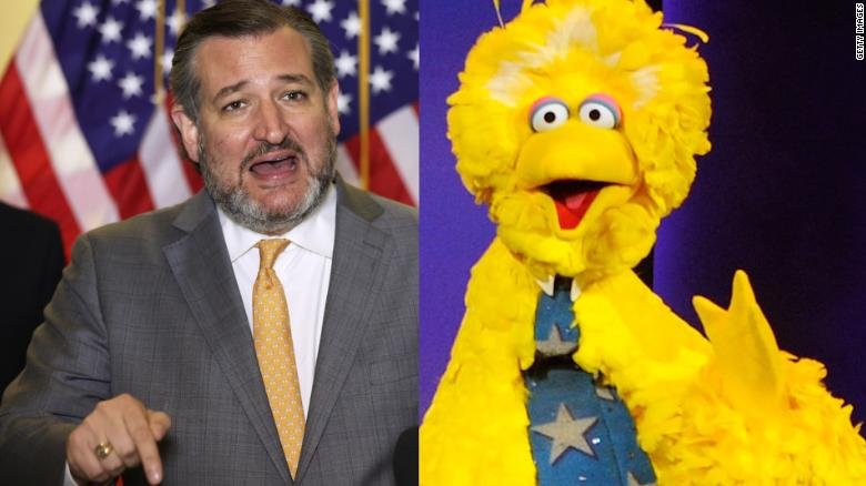 Ted Cruz and Big Bird.