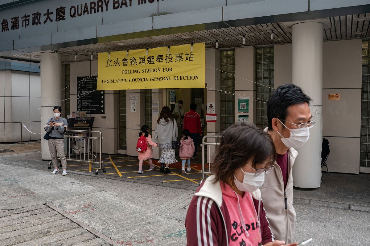 <i>Anthony Kwan/Getty Images</i><br/>A polling station in Hong Kong during the Legislative Council election on December 19.