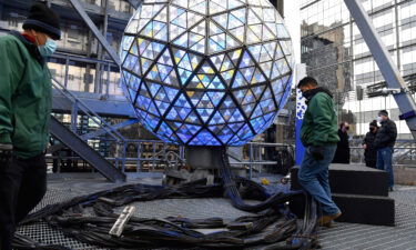 New York's mayor says he's hopeful the Times Square celebration will go on as planned. The world famous Times Square crystal ball is pictured a day ahead of the New Year's Eve celebrations at Time Square