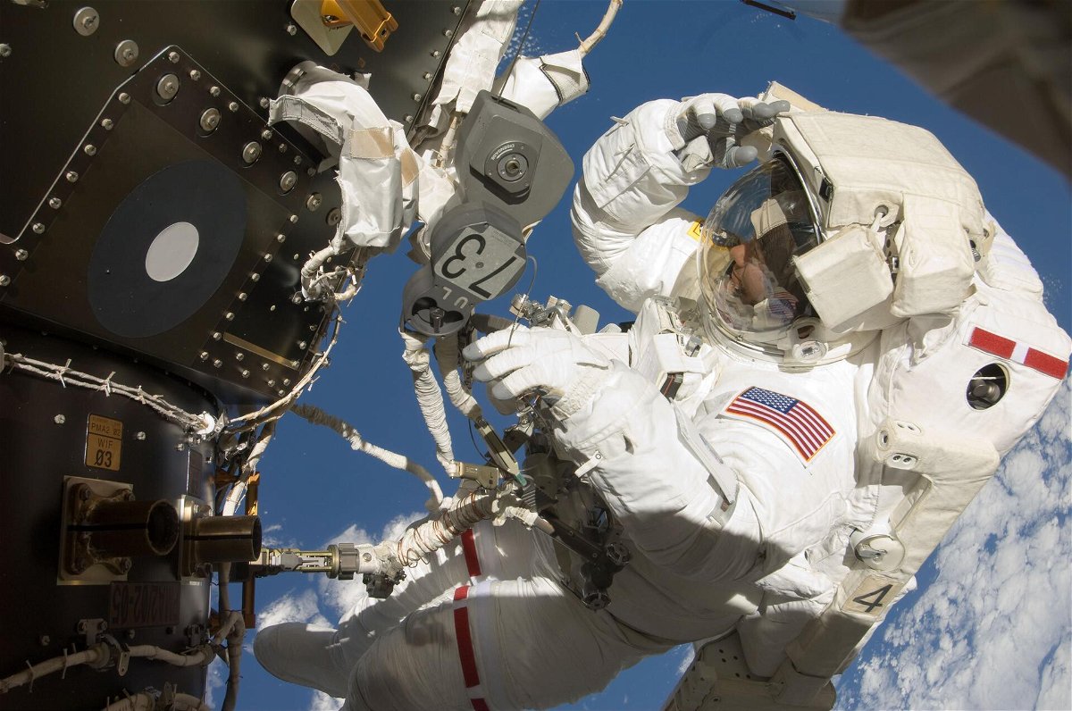 <i>NASA</i><br/>NASA astronaut Dr. Thomas Marshburn is seen during his first spacewalk on July 20