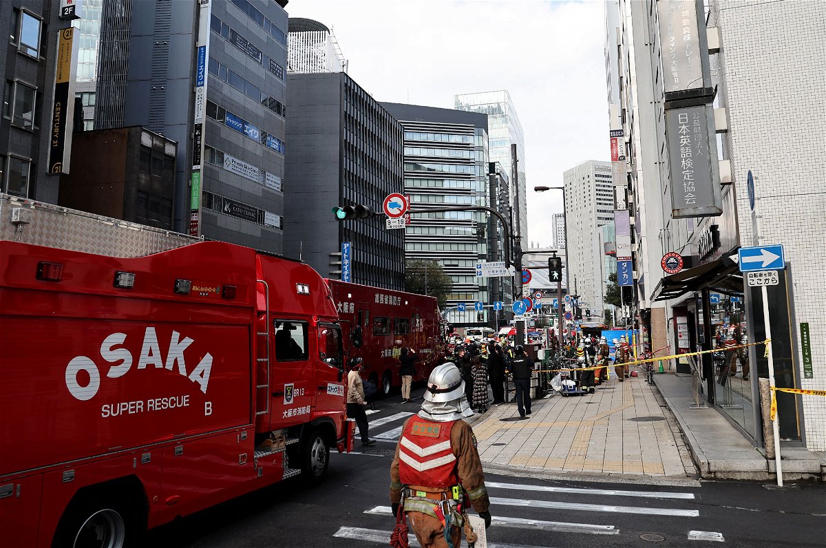 <i>STR//JIJI Press/AFP/Getty Images</i><br/>Firetrucks are seen in front of a building