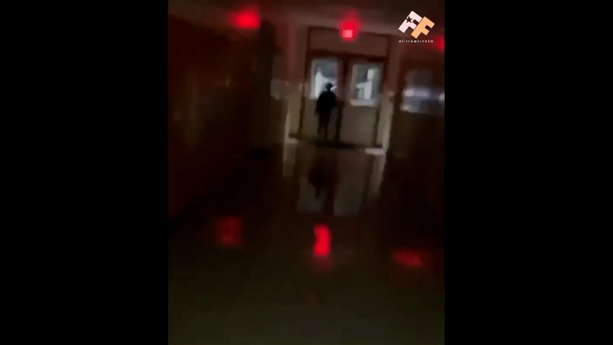 Video posted to the social media site FitFam shows people running out of the school as smoke alarms sound