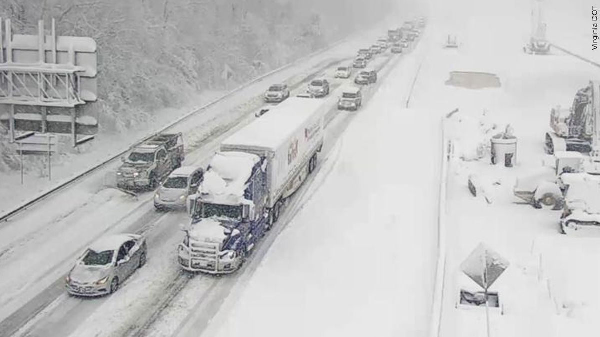 Snowstorm that shut down Interstate 95 in Virginia