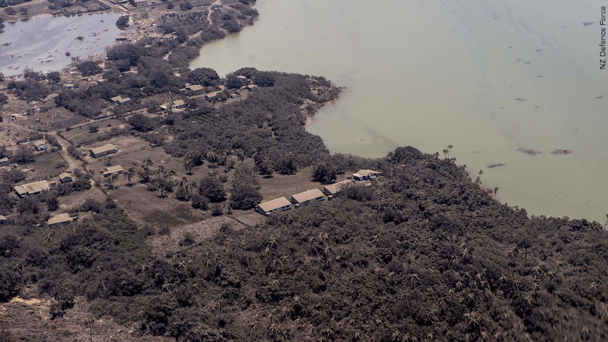 Ash covers island after Tonga volcanic explosion