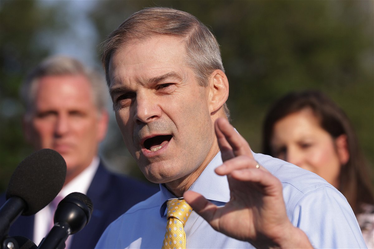 <i>Alex Wong/Getty Images</i><br/>Republican Rep. Jim Jordan declined to say definitively if he has closed the door on cooperating with the House select committee investigating the January 6
