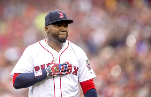 David Ortiz is introduced during an honorary retirement ceremony in his final regular season game at Fenway Park in 2016.