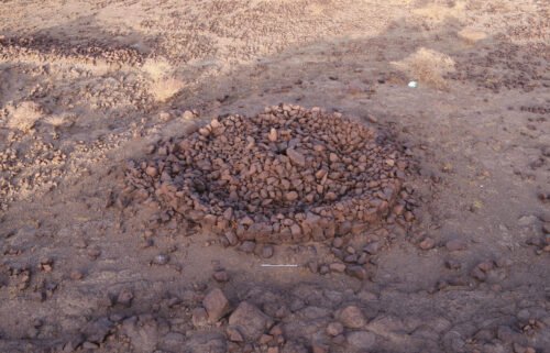 An infilled ringed cairn from the Khaybar Oasis in northwest Saudi Arabia.