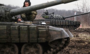 Russian tanks take part in military drills at Molkino training ground in the Krasnodar region