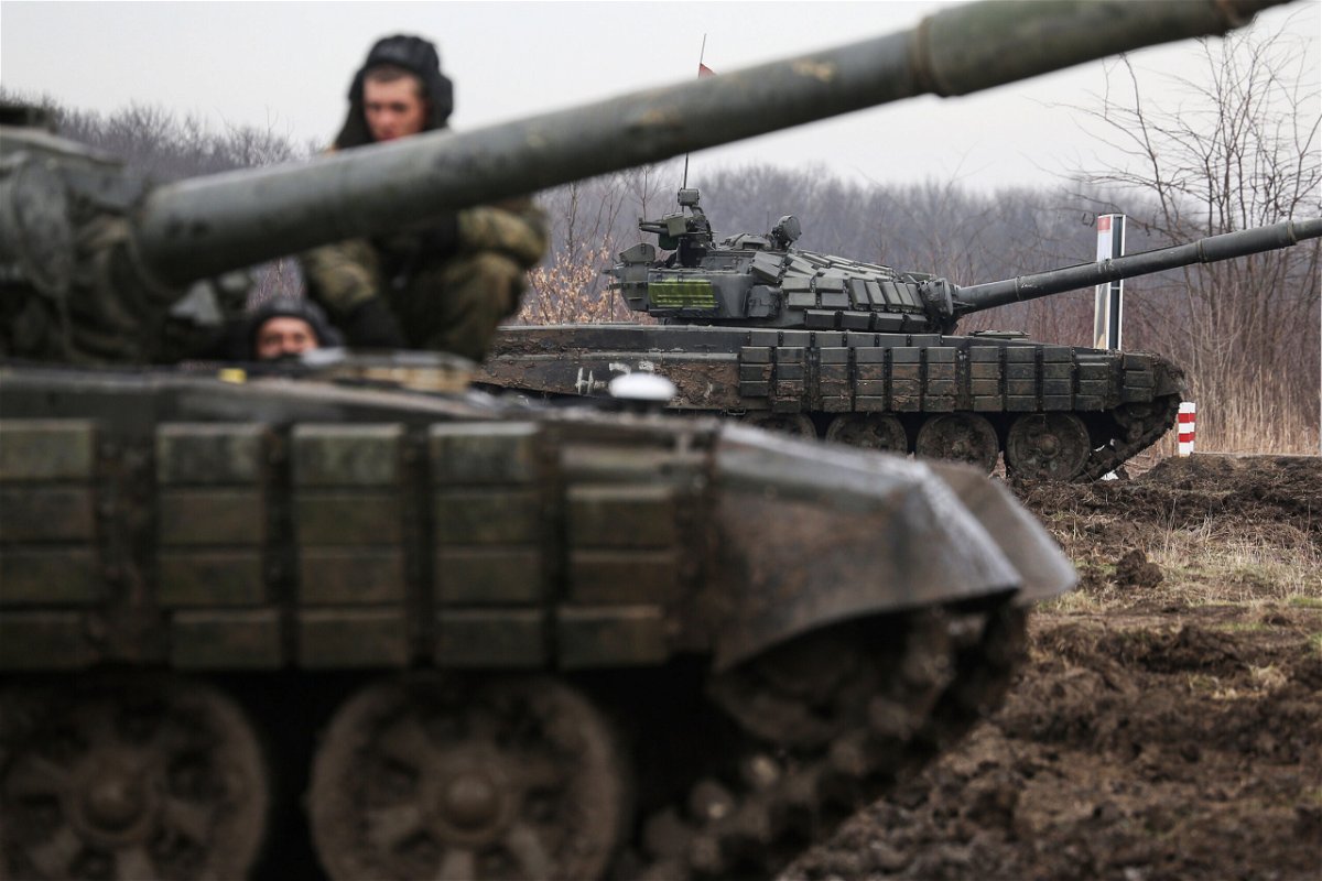 <i>AP</i><br/>Russian tanks take part in military drills at Molkino training ground in the Krasnodar region