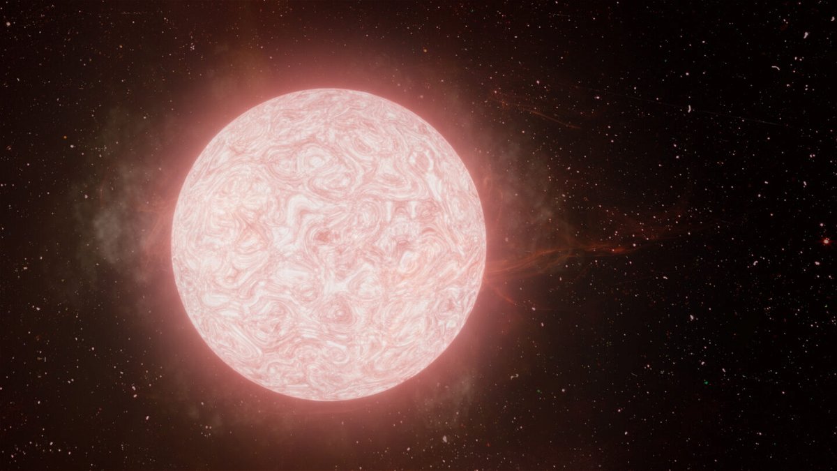 <i>The Astrophysical Journal/Northwestern University</i><br/>This artist's impression shows a red supergiant star releasing a gas cloud in the final year of its life.