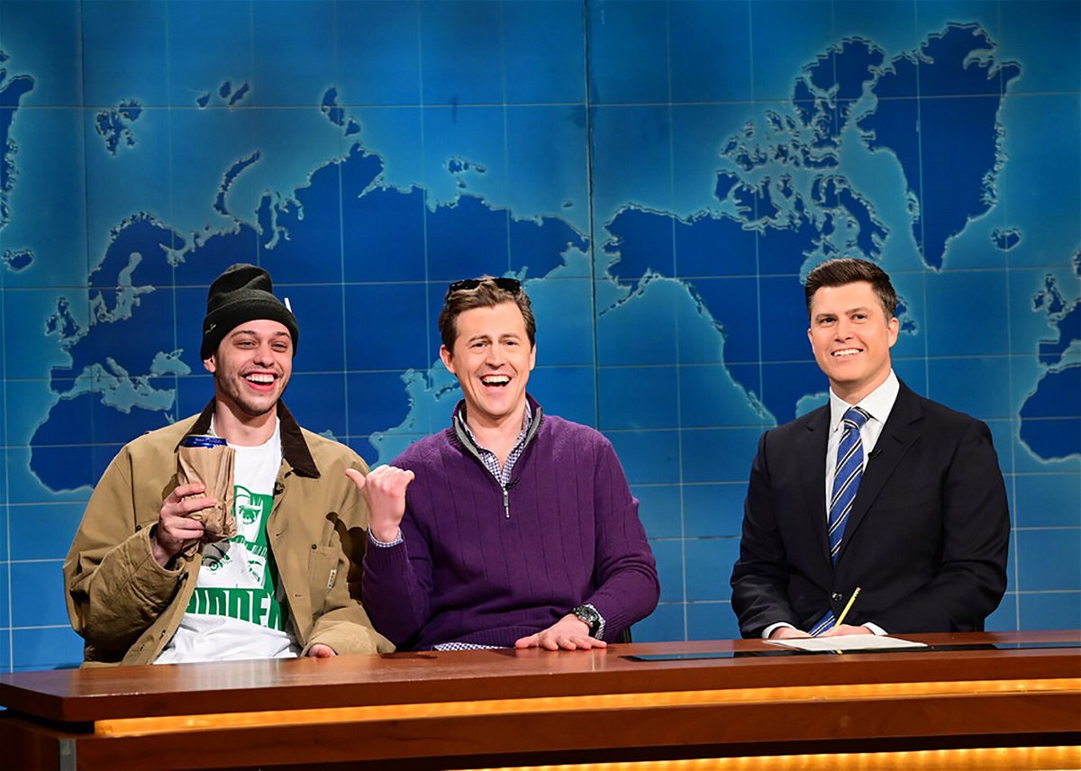<i>Will Heath/NBC</i><br/>Pete Davidson  Alex Moffat and Colin Jost during Weekend Update on 