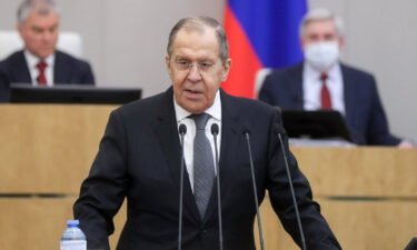 Russia's Foreign Minister Sergei Lavrov speaks during a plenary meeting of the Russian State Duma.
