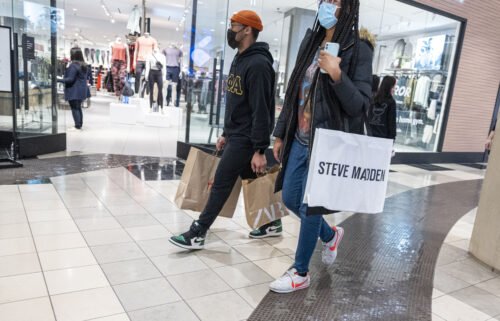Shoppers carry bags inside the Westfield San Francisco Centre shopping mall in San Francisco