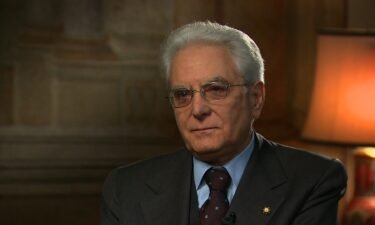 Italian President Sergio Mattarella during an interview with CNN's Christiane Amanpour on March 19