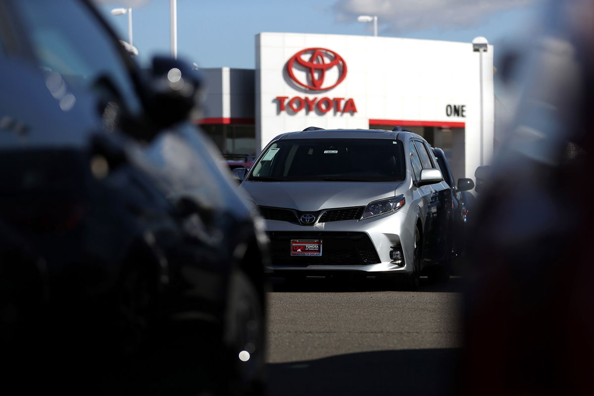 <i>Justin Sullivan/Getty Images</i><br/>Brand new Toyota cars are displayed on the sales lot at One Toyota of Oakland on February 6