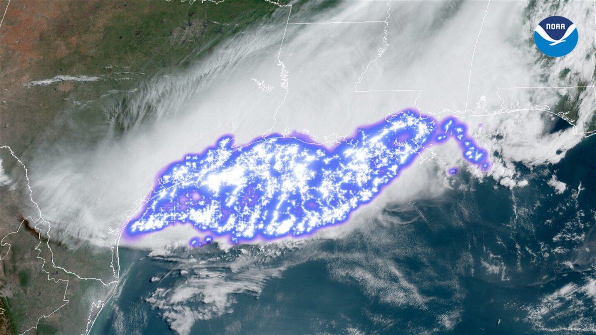 <i>NOAA</i><br/>Lightning imagery over the southern United States from the NOAA showing the longest horizontal lightning flash recorded via the Geostationary Lightning Mapper.