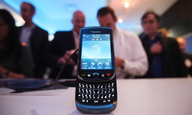 A Blackberry Torch 9800 smartphone is seen after being unveiled at a news conference August 3