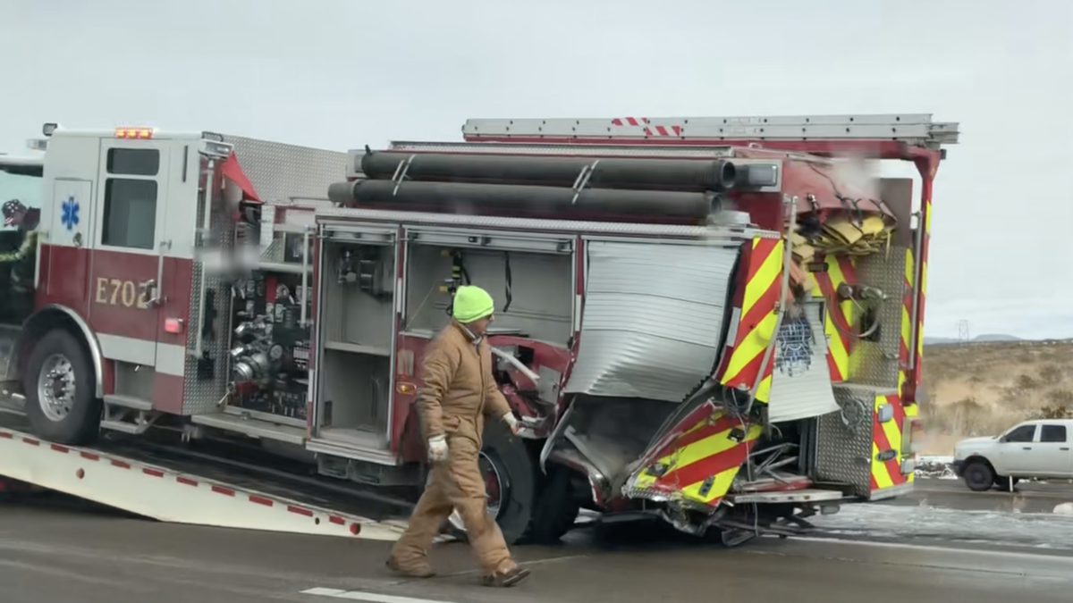 A vehicle slammed into a firetruck near Vado Thursday morning, according to a Doña Ana County fire captain.