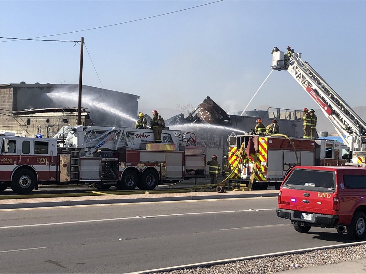 EPFD crews work to extinguish a fire at an abandoned building near the intersection of Paisano and St. Vrain.