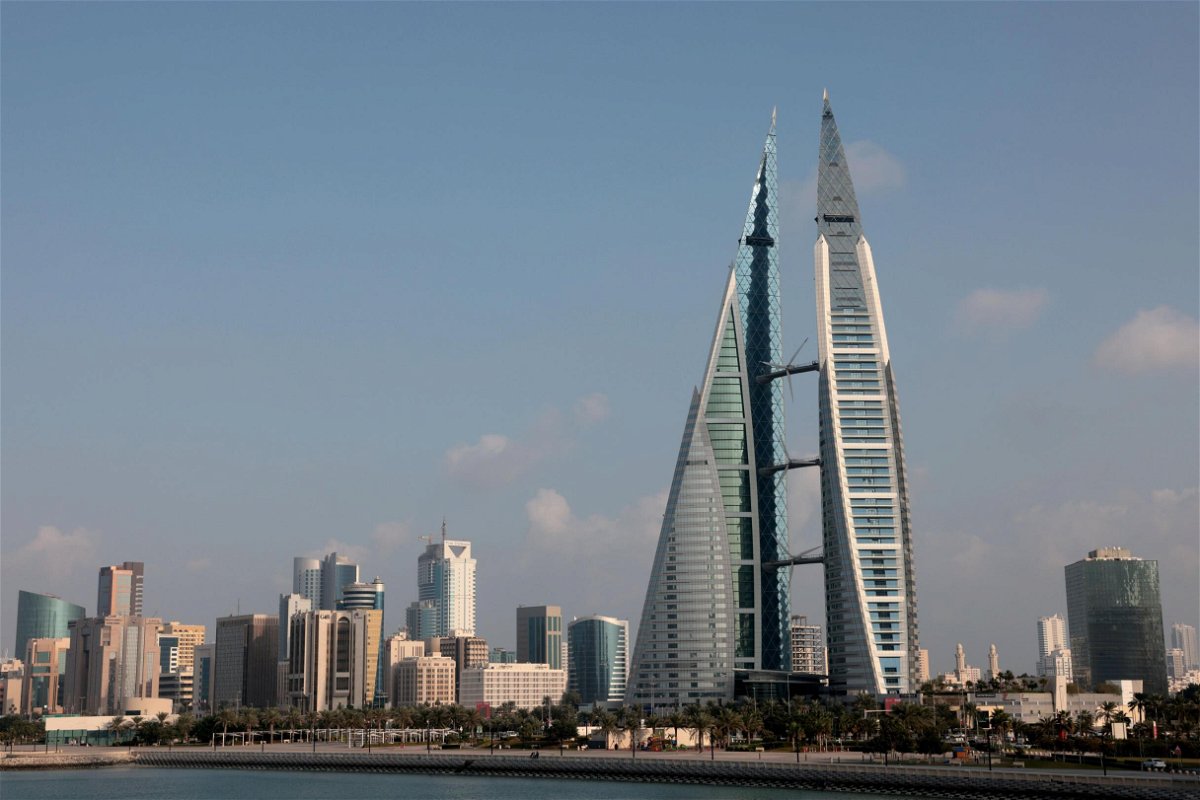 <i>Giuseppe Cacace/AFP/Getty Images</i><br/>Bahrain's world trade center and the skyline of the capital Manama in December 2020.