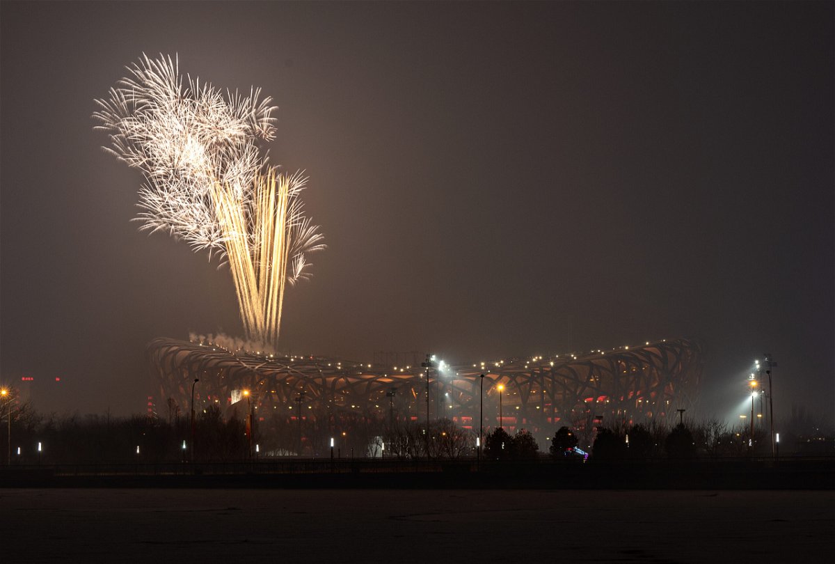 <i>Kevin Frayer/Getty Images</i><br/>Fireworks are seen over the National Stadium during a rehearsal for the Opening Ceremony of the Beijing 2022 Winter Olympics on January 30