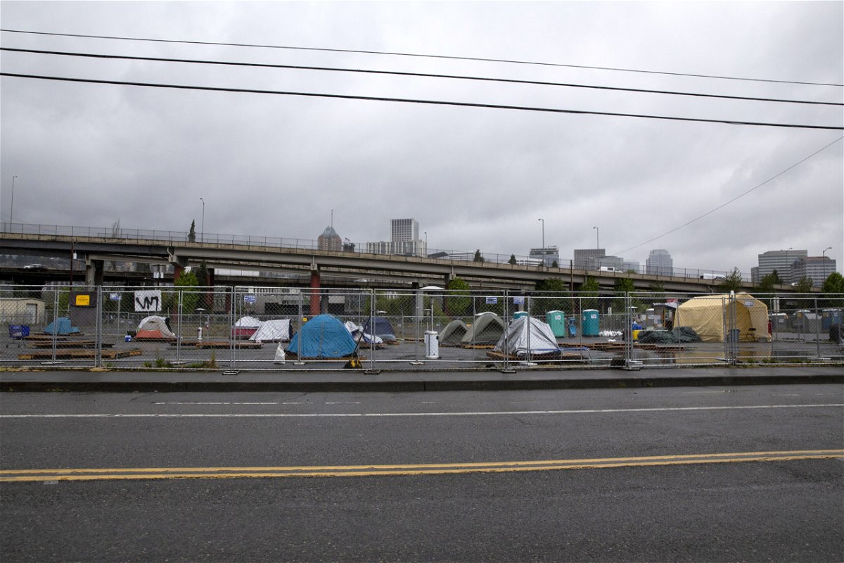 <i>Moriah Ratner/Bloomberg/Getty Images</i><br/>Portland mayor bans homeless encampments near highways over pedestrian deaths. Pictured is a homeless camp in southeast Portland on April 22