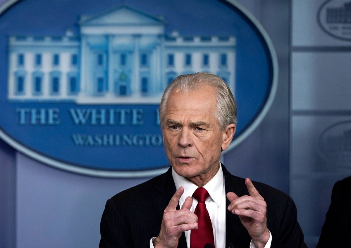 <i>Drew Angerer/Getty Images North America/Getty Images</i><br/>Then-White House Trade and Manufacturing Policy Director Peter Navarro speaks during a briefing on the coronavirus pandemic in March 2020 in Washington