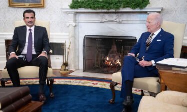 President Joe Biden met with Qatar's leader Emir Sheikh Tamim bin Hamad Al Thani in the Oval Office on Monday.