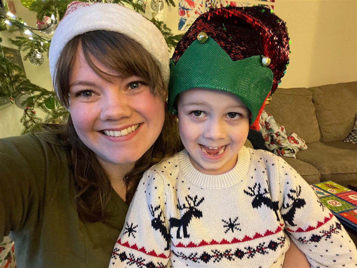 <i>Courtesy Gwenyth Todebush</i><br/>Gwenyth Todebush and her 5-year-old son Clark Todebush celebrate the holidays in Michigan.