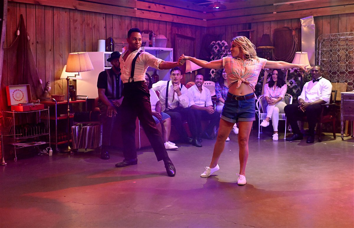 <i>Antony Platt/FOX</i><br/>Corbin Bleu and Cat Cora (foreground) dance in the new Fox series 'The Real Dirty Dancing'.