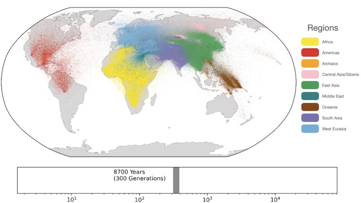 <i>A unified genealogy of modern and ancient genomes/Oxford University Big Data Institute</i><br/>A still from a video published by the study authors shows the estimated geographic locations of human ancestors.