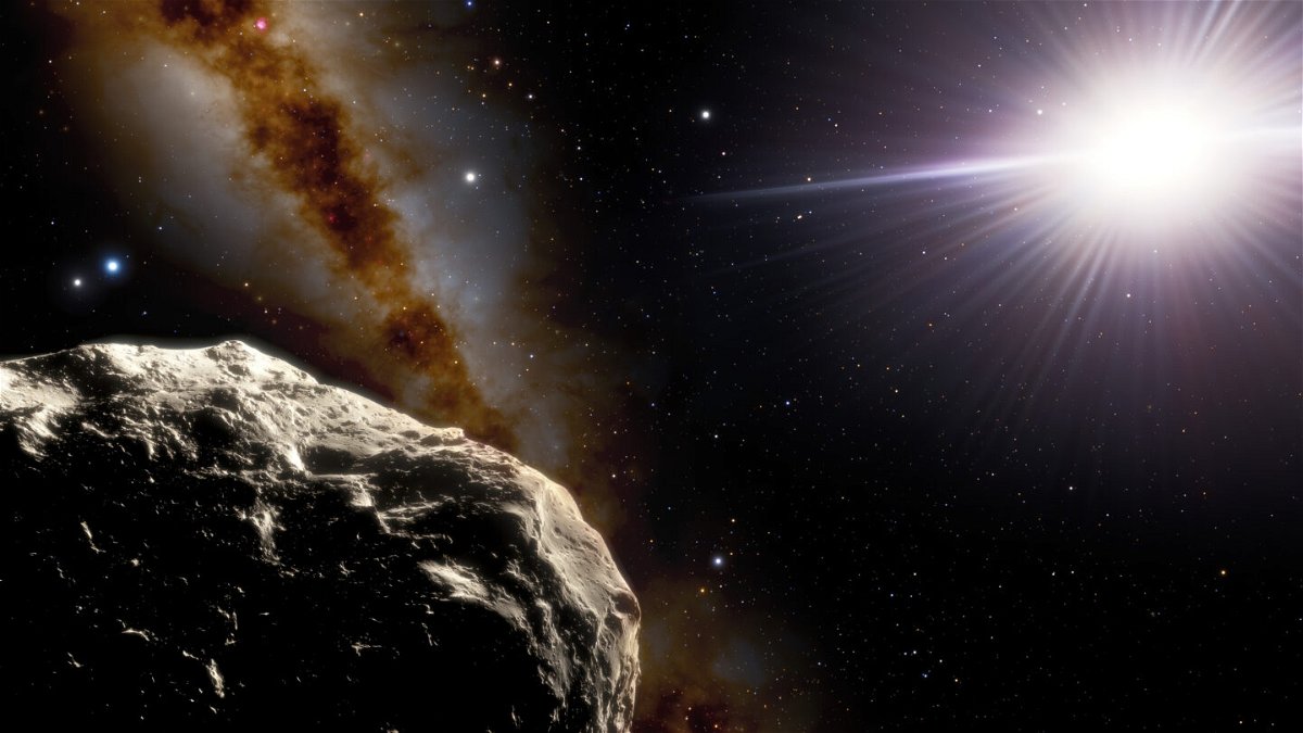 <i>J. da Silva//NOIRLab/NSF/AURA/Spa</i><br/>This illustration depicts an Earth Trojan asteroid (lower left)