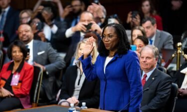Judge Ketanji Brown Jackson is sworn in to testify before the Senate Judiciary Committee during a confirmation hearing to join the United States Supreme Court on Capitol Hill in Washington