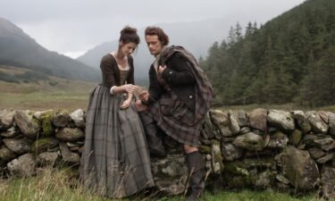 Claire Randall (Caitriona Balfe) and Jamie Fraser (Sam Heughan) on the Starz show "Outlander."